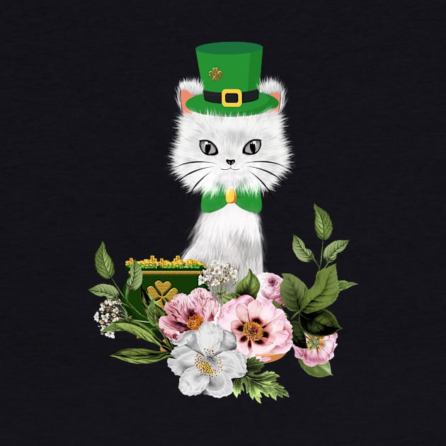 Happy st. patrick’s day, cute little cat and flowers by Nicky2342